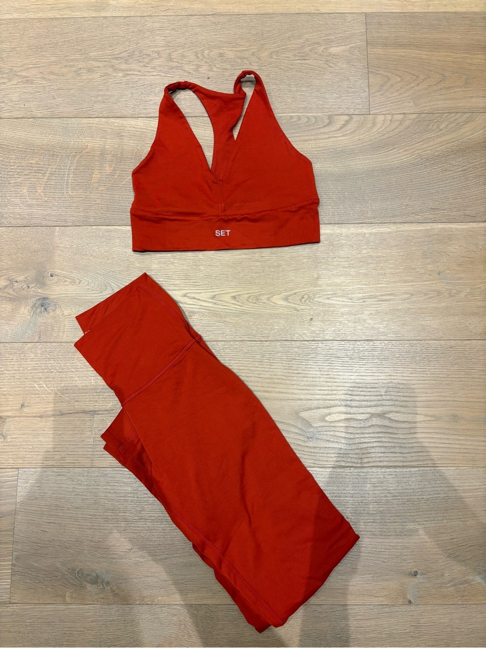SET Active Burnt Red Sports Bra and Legging Set (old luxform fabric)